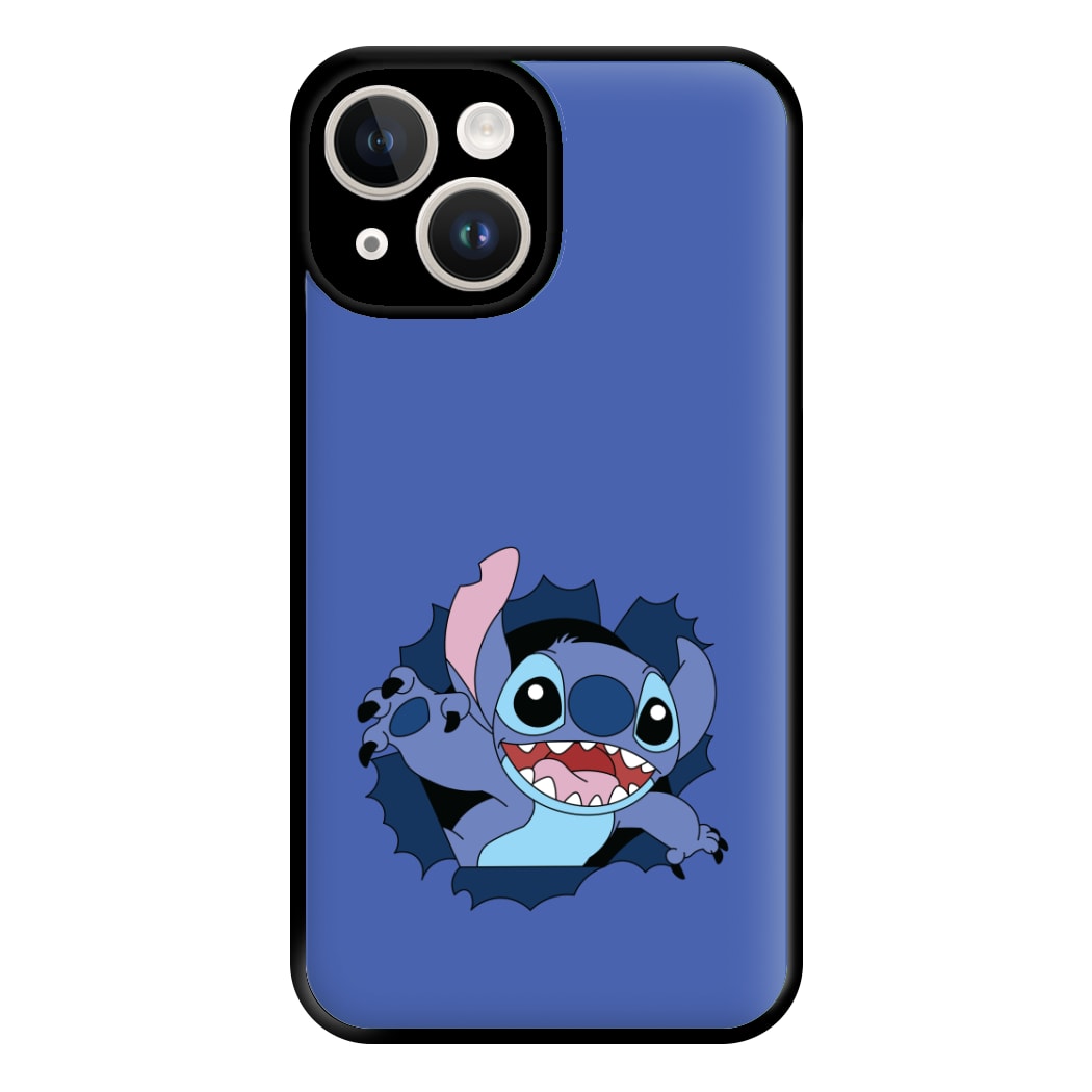 Torn Blue Alien Phone Case for iPhone 14