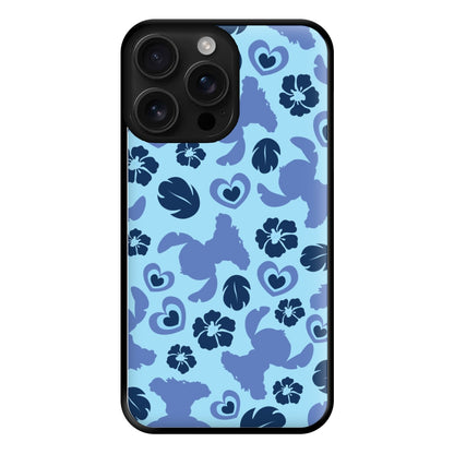 Blue Alien Silhouette Pattern Phone Case for iPhone 16 Pro Max