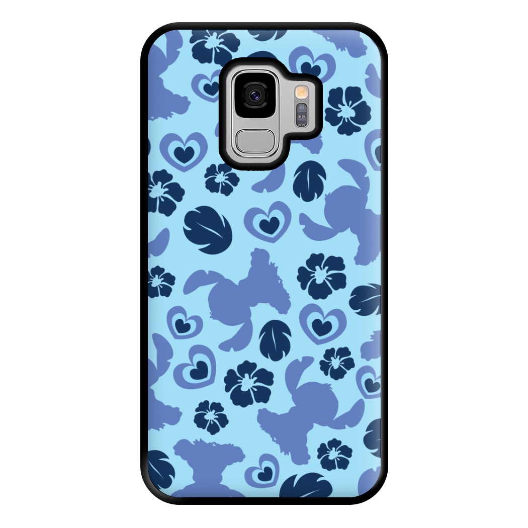 Blue Alien Silhouette Pattern Phone Case for Galaxy S9 Plus