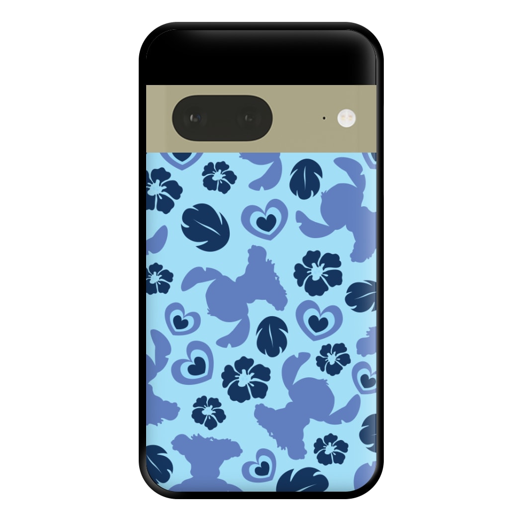 Blue Alien Silhouette Pattern Phone Case for Google Pixel 7a