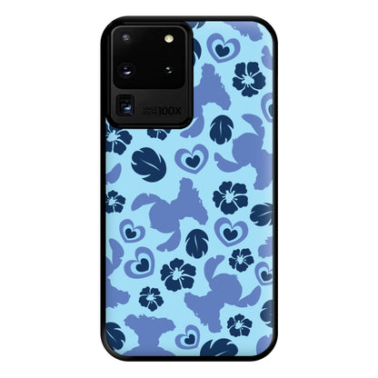 Blue Alien Silhouette Pattern Phone Case for Galaxy S20 Ultra