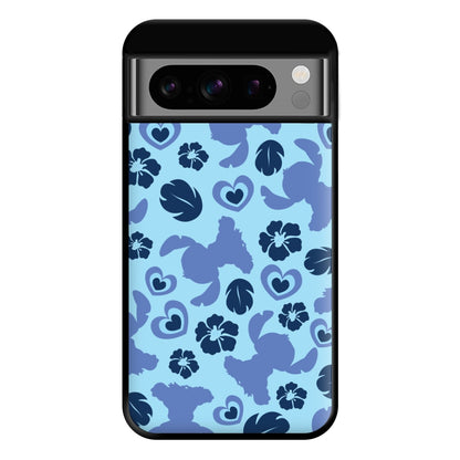 Blue Alien Silhouette Pattern Phone Case for Google Pixel 8 Pro