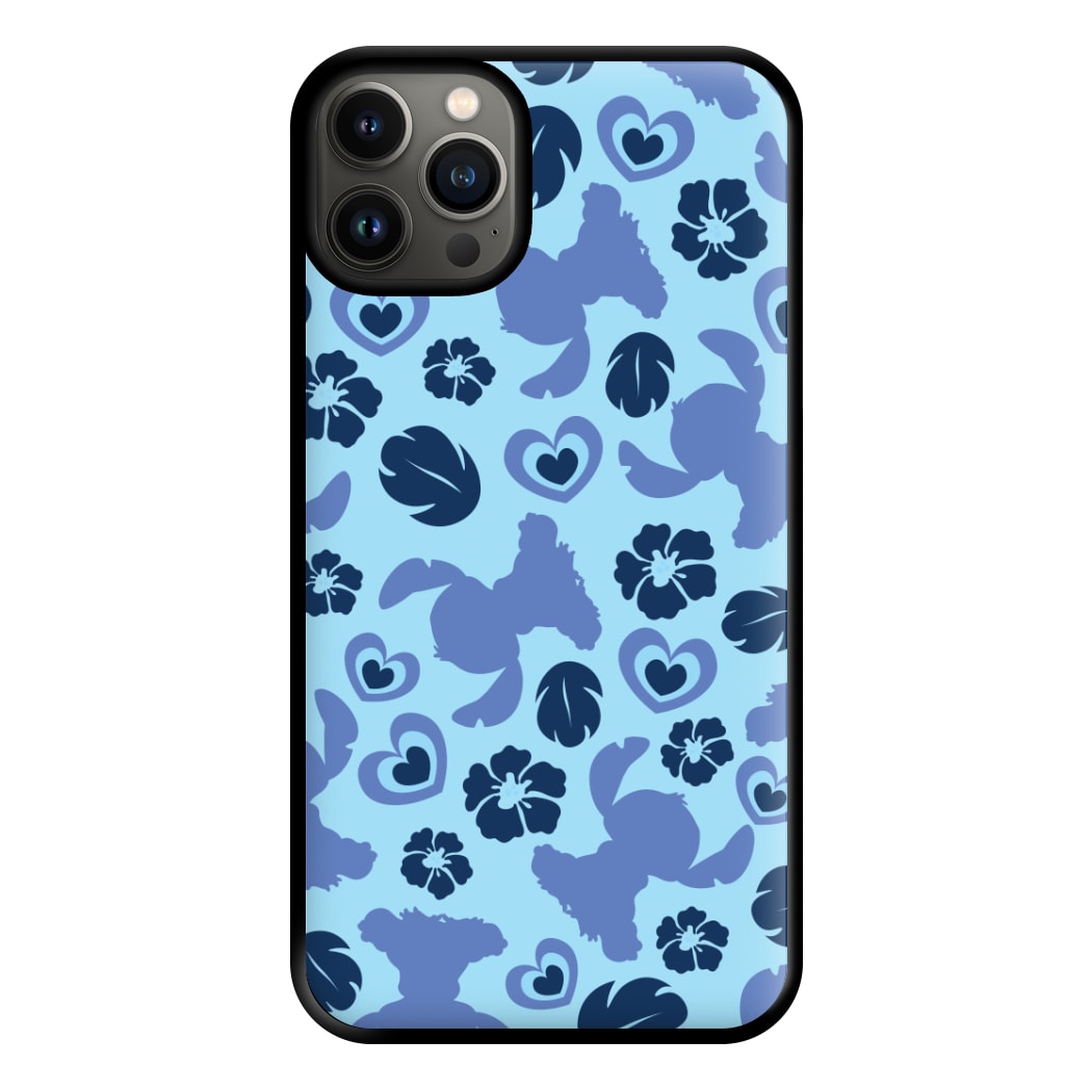 Blue Alien Silhouette Pattern Phone Case for iPhone 13