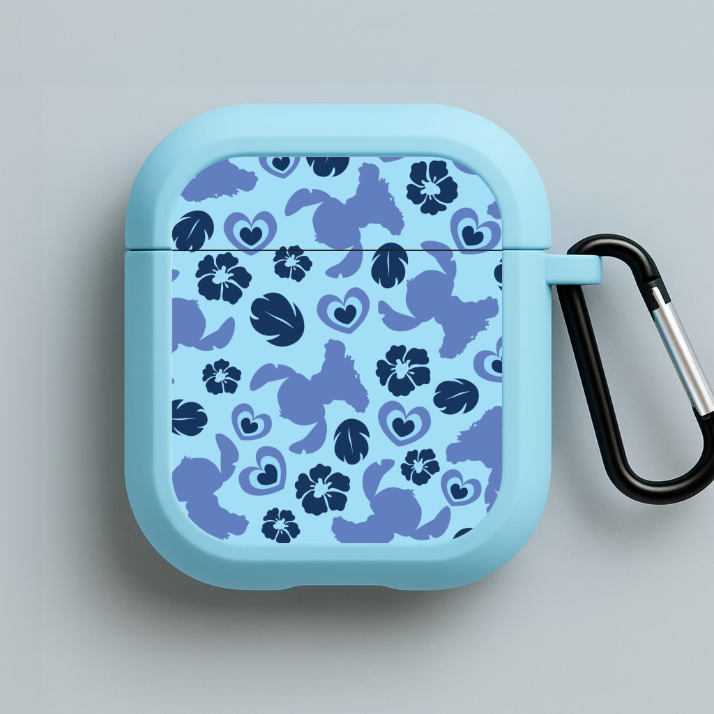 Blue Alien Silhouette Pattern Blue AirPods Case