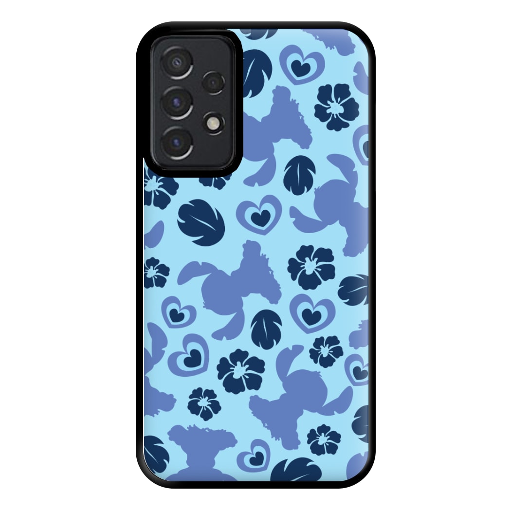 Blue Alien Silhouette Pattern Phone Case for Galaxy A52 / A52s