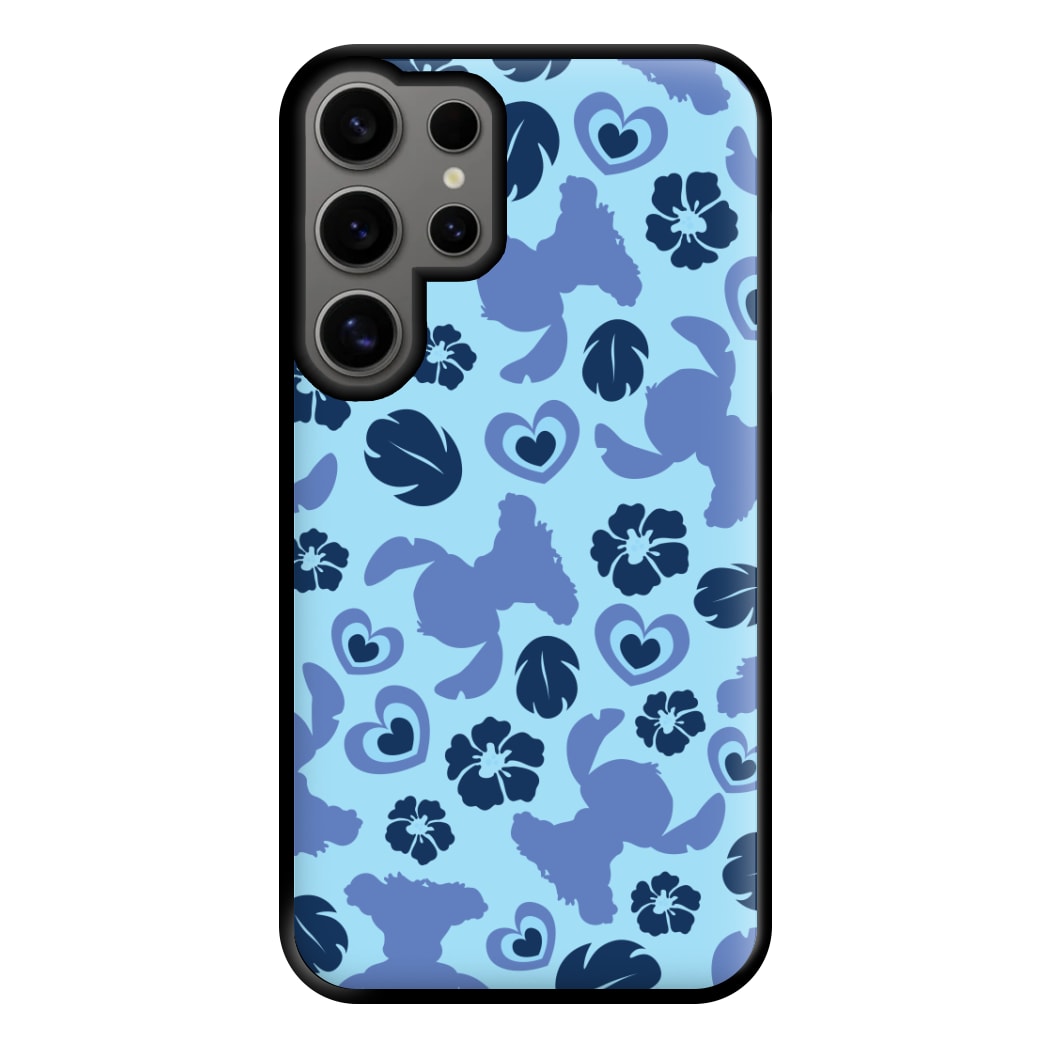 Blue Alien Silhouette Pattern Phone Case for Galaxy S24 Ultra