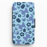 Blue Alien Silhouette Pattern Flip / Wallet Phone Case 1