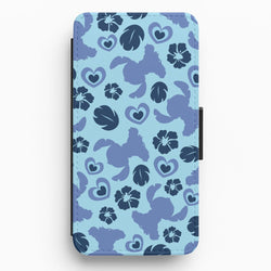 Blue Alien Silhouette Pattern Flip / Wallet Phone Case