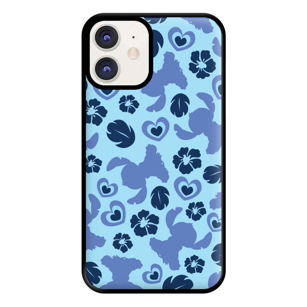 Blue Alien Silhouette Pattern Phone Case for iPhone 12 / 12 Pro