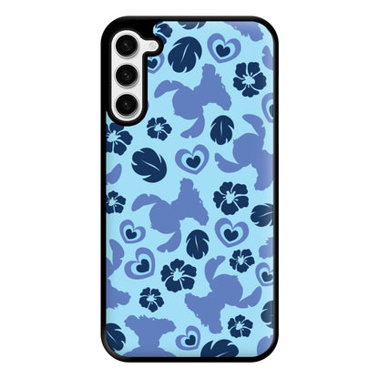 Blue Alien Silhouette Pattern Phone Case for Galaxy S23 Plus