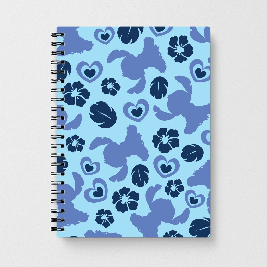 Blue Alien Silhouette Pattern Notebook