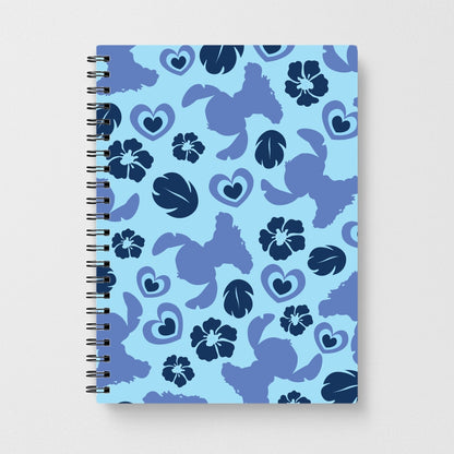 Blue Alien Silhouette Pattern Notebook