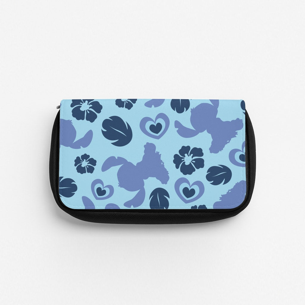 Blue Alien Silhouette Pattern Pencil Case