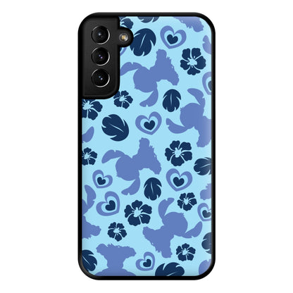 Blue Alien Silhouette Pattern Phone Case for Galaxy S21 Plus