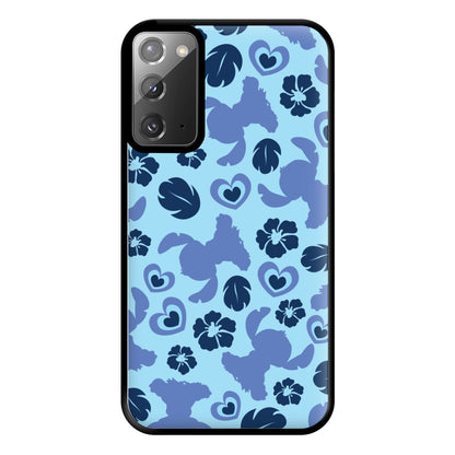 Blue Alien Silhouette Pattern Phone Case for Galaxy Note 20 Ultra