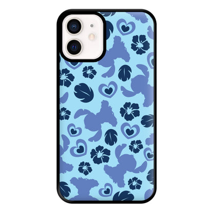 Blue Alien Silhouette Pattern Phone Case for iPhone 13 Mini