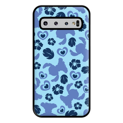 Blue Alien Silhouette Pattern Phone Case for Galaxy S10 Plus