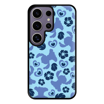 Blue Alien Silhouette Pattern Phone Case for Galaxy S25 Ultra