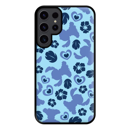 Blue Alien Silhouette Pattern Phone Case for Galaxy S23 Ultra