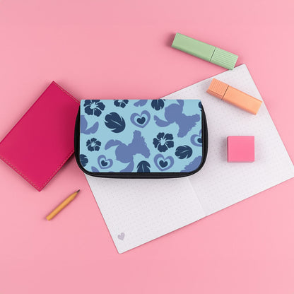 Blue Alien Silhouette Pattern Pencil Case