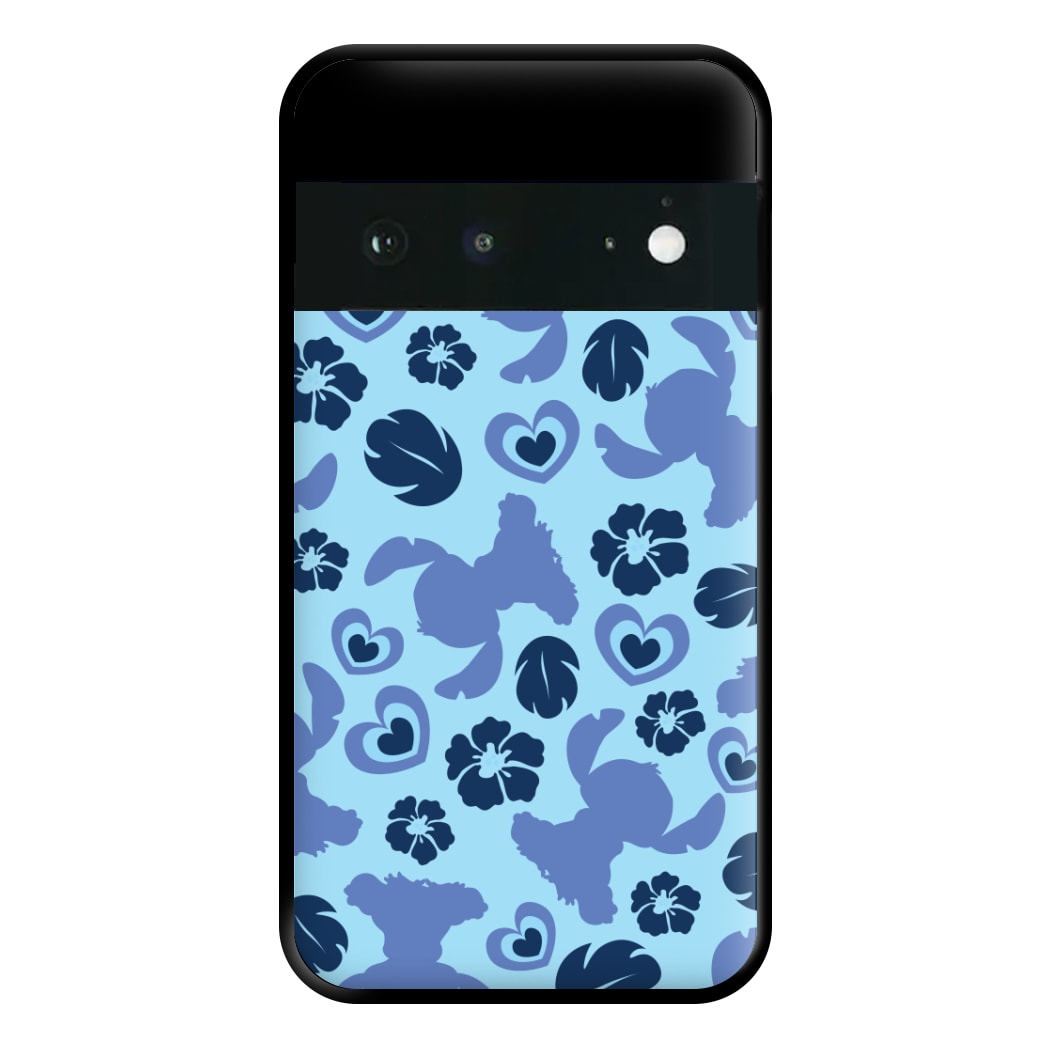 Blue Alien Silhouette Pattern Phone Case for Google Pixel 6a