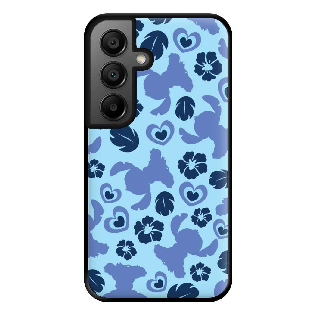 Blue Alien Silhouette Pattern Phone Case for Google Pixel 8