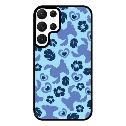 Blue Alien Silhouette Pattern Phone Case for Galaxy S22 Ultra