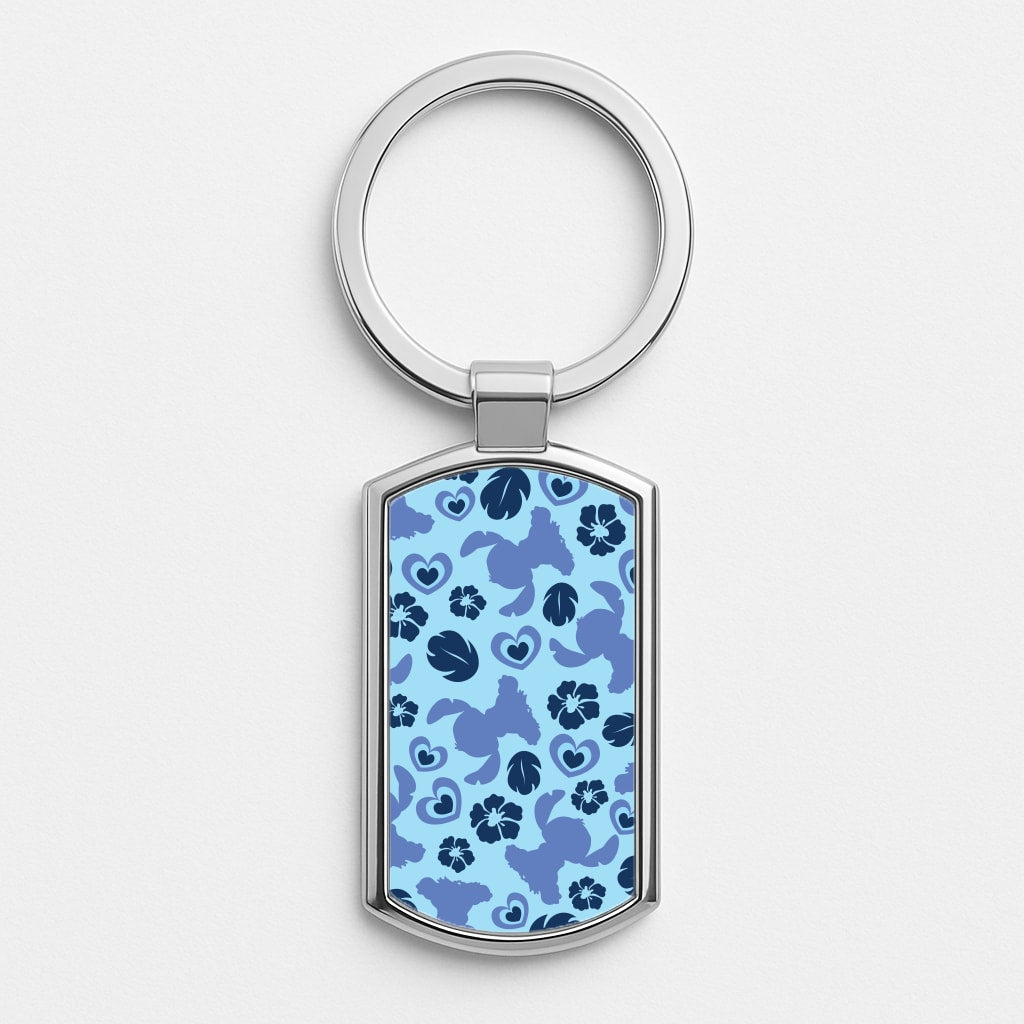Blue Alien Silhouette Pattern Luxury Keyring