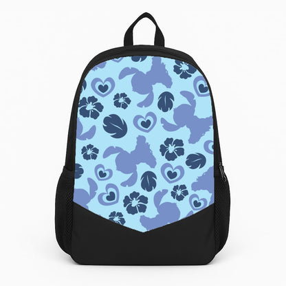 Blue Alien Silhouette Pattern Large Backpack