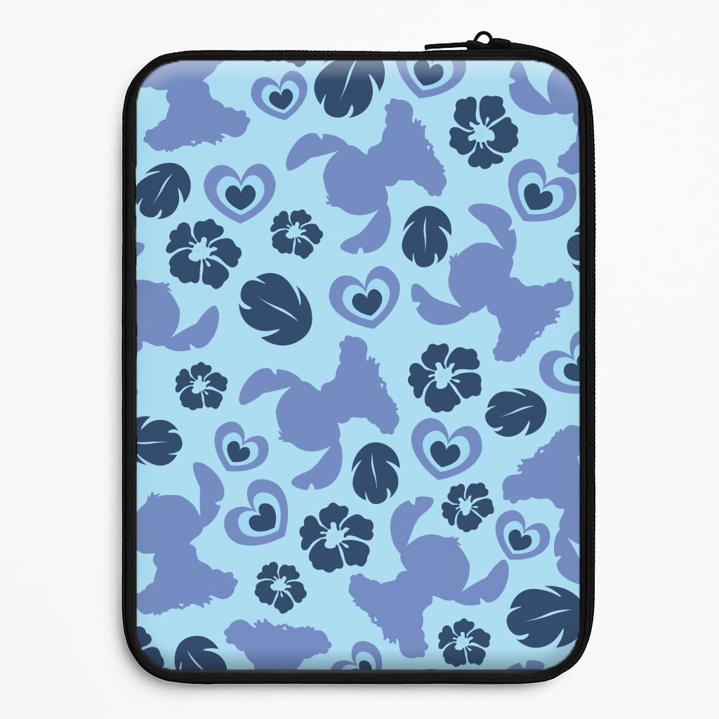 Blue Alien Silhouette Pattern Laptop Sleeve