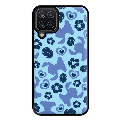 Blue Alien Silhouette Pattern Phone Case for Galaxy A12