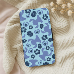 Blue Alien Silhouette Pattern Wallet Phone Case