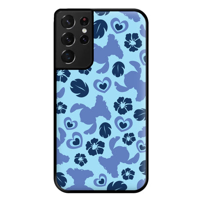 Blue Alien Silhouette Pattern Phone Case for Galaxy S21 Ultra