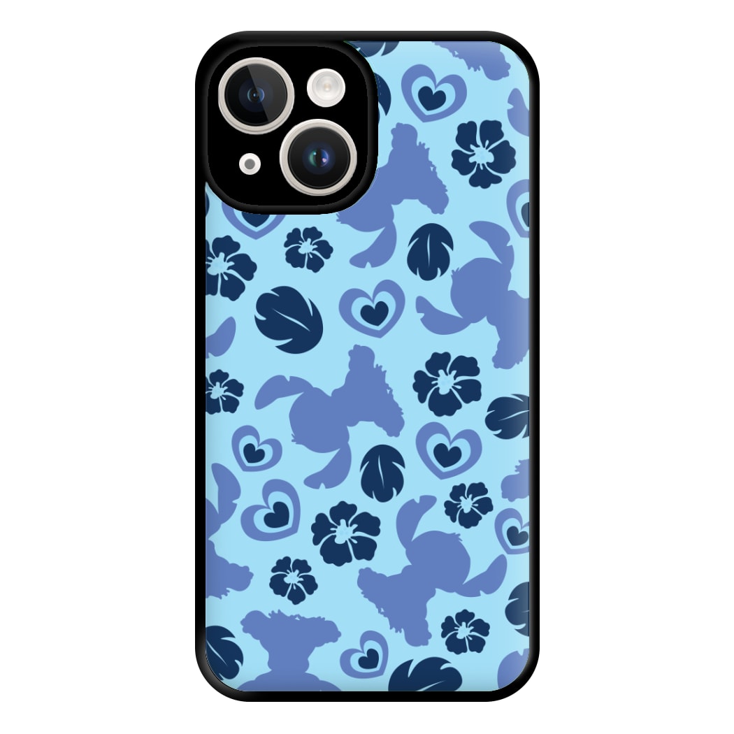 Blue Alien Silhouette Pattern Phone Case for iPhone 14