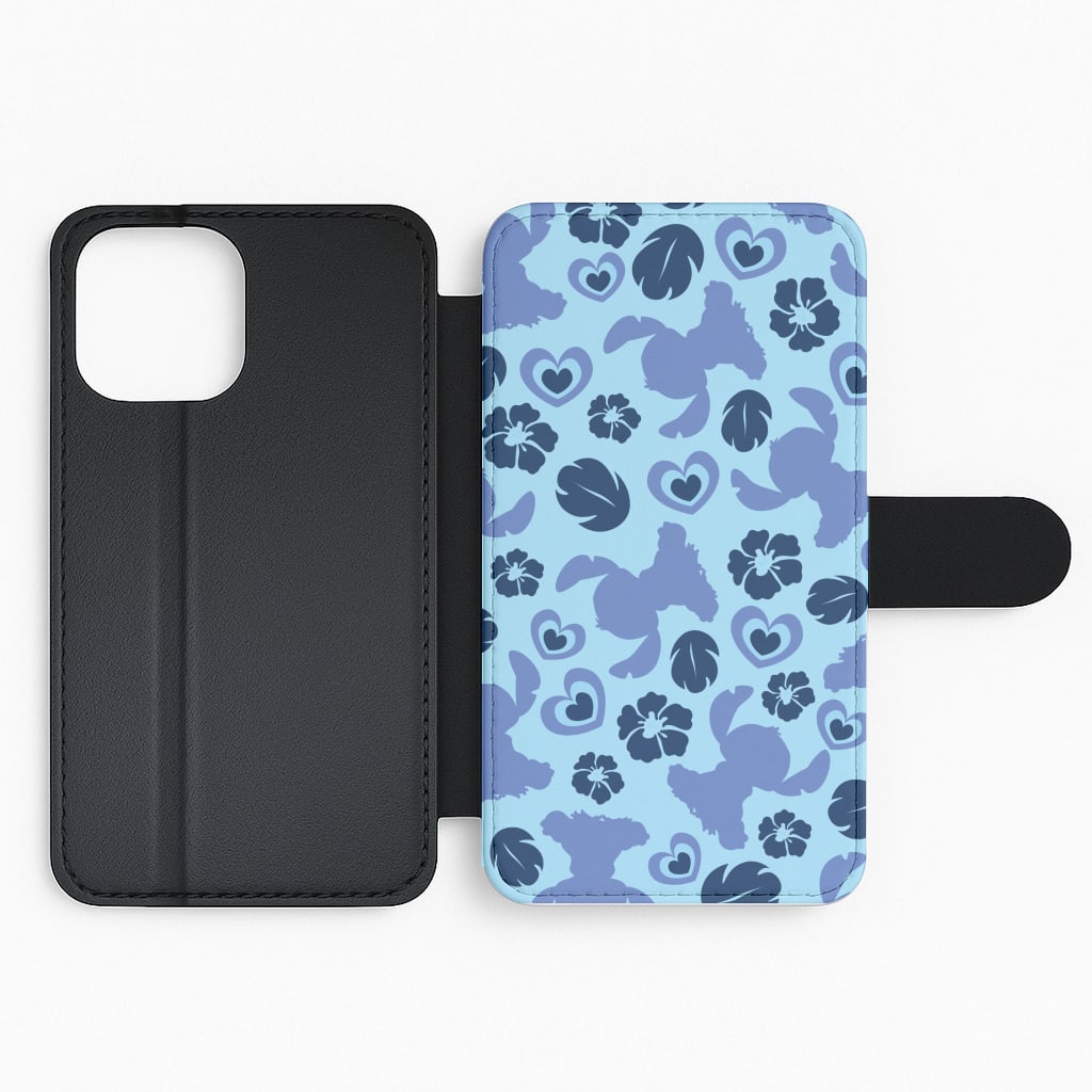 Blue Alien Silhouette Pattern Flip Phone Case