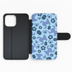 Blue Alien Silhouette Pattern Flip Phone Case