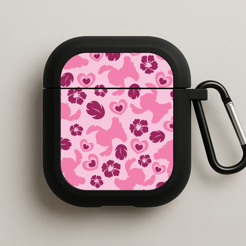 Pink Alien Silhouette Pattern AirPods Case