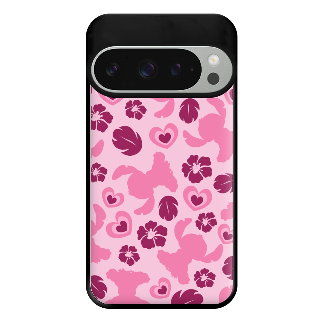 Pink Alien Silhouette Pattern Phone Case for Google Pixel 9 Pro XL