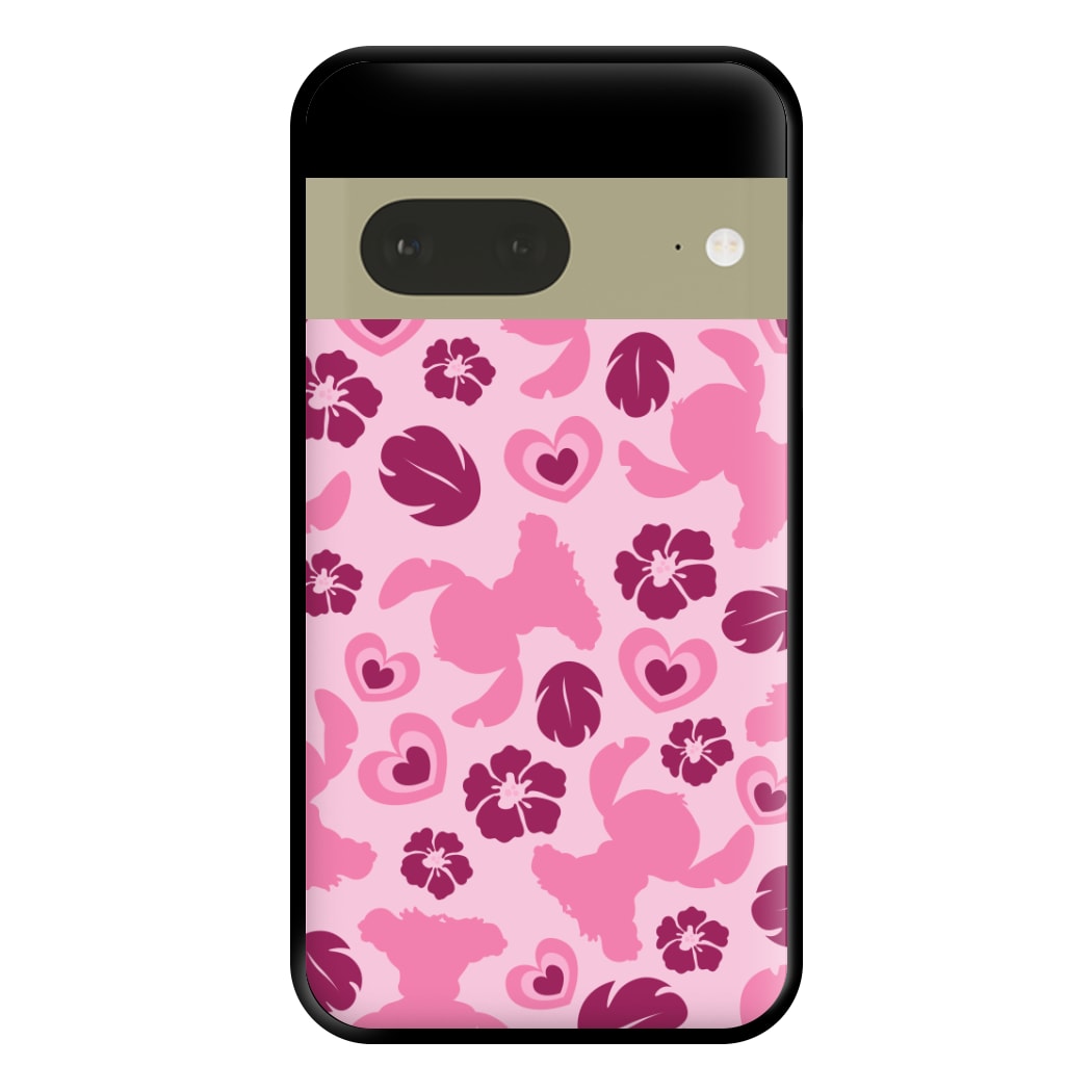 Pink Alien Silhouette Pattern Phone Case for Google Pixel 7a