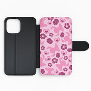 Pink Alien Silhouette Pattern Flip / Wallet Phone Case 2