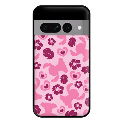 Pink Alien Silhouette Pattern Phone Case for Google Pixel 7 Pro