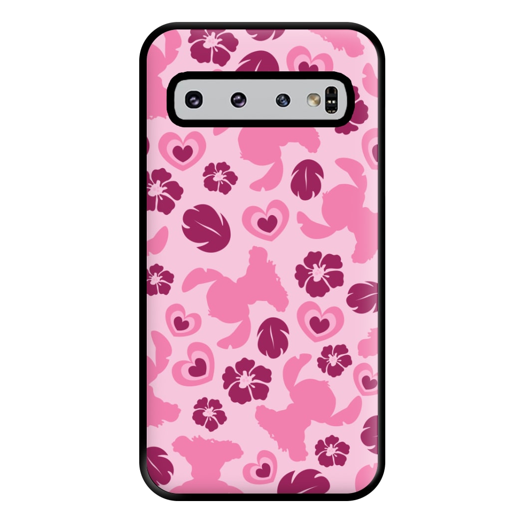 Pink Alien Silhouette Pattern Phone Case for Galaxy S10 Plus