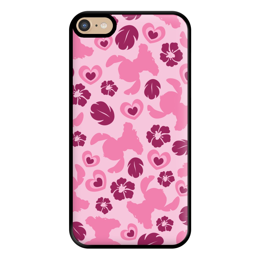 Pink Alien Silhouette Pattern Phone Case for iPhone 6 Plus / 7 Plus / 8 Plus