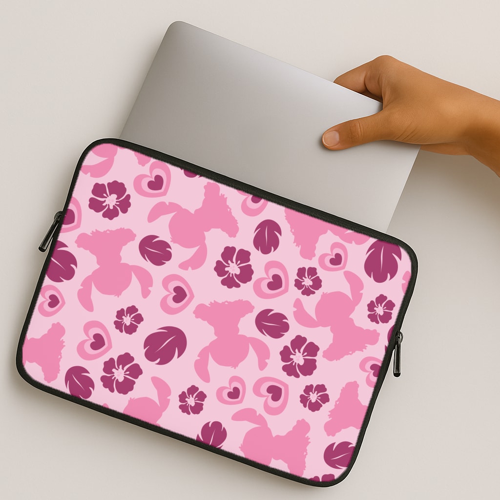Pink Alien Silhouette Pattern MacBook Case
