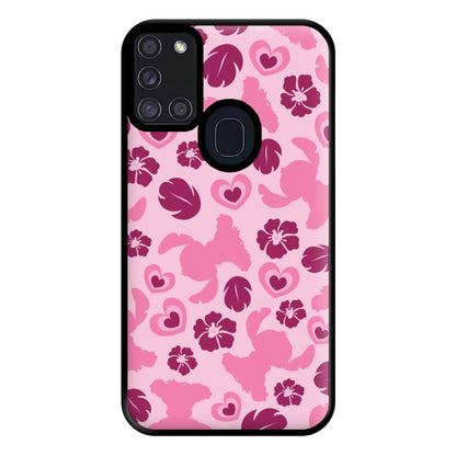 Pink Alien Silhouette Pattern Phone Case for Galaxy A21s