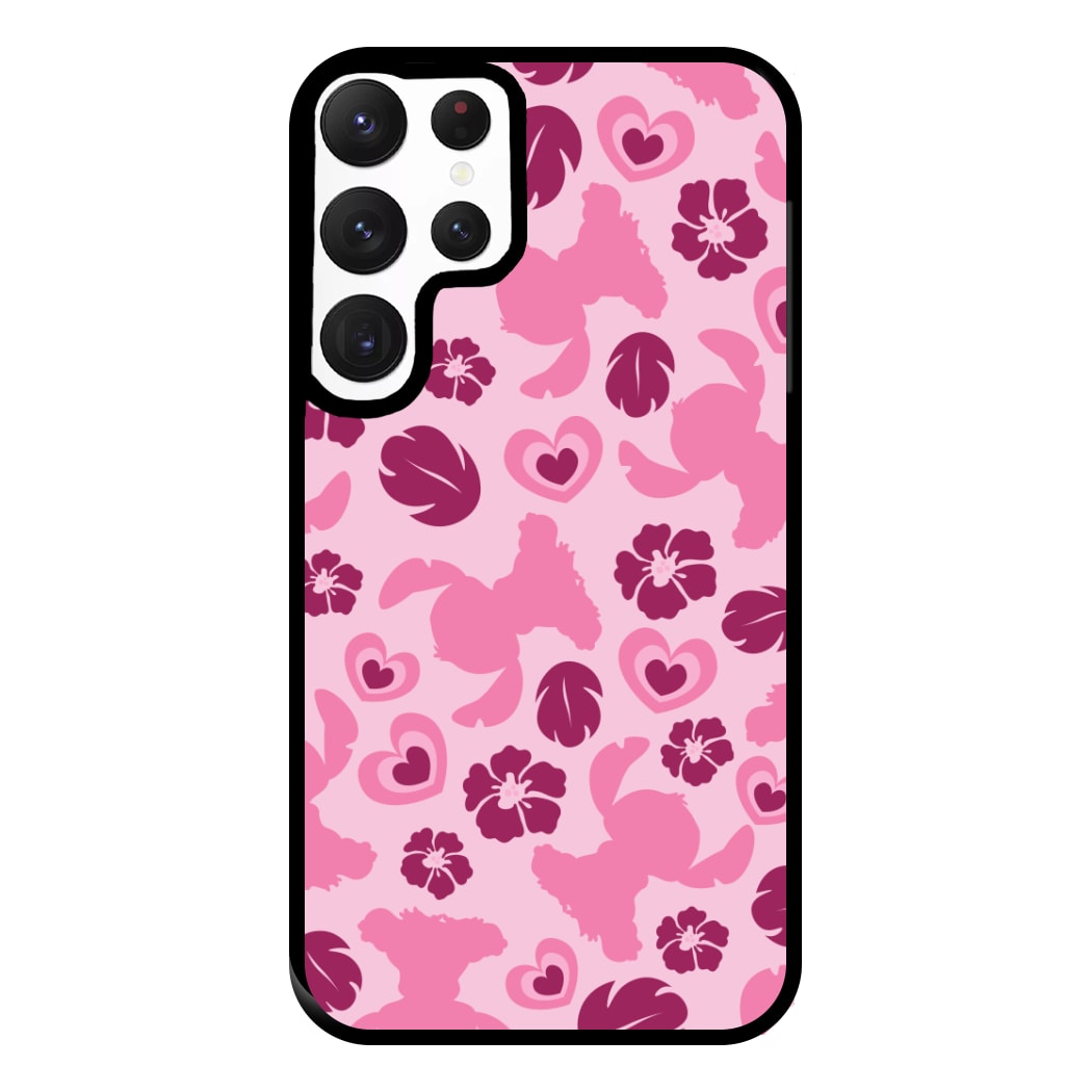 Pink Alien Silhouette Pattern Phone Case for Galaxy S22 Ultra