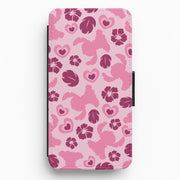 Pink Alien Silhouette Pattern Flip / Wallet Phone Case 1