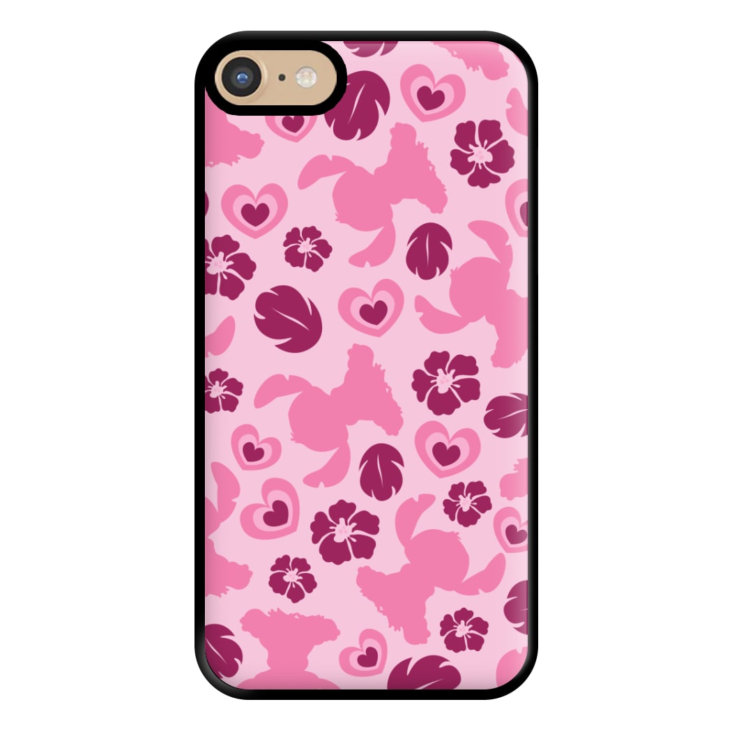 Pink Alien Silhouette Pattern Phone Case for iPhone 6 / 7 / 8 / SE