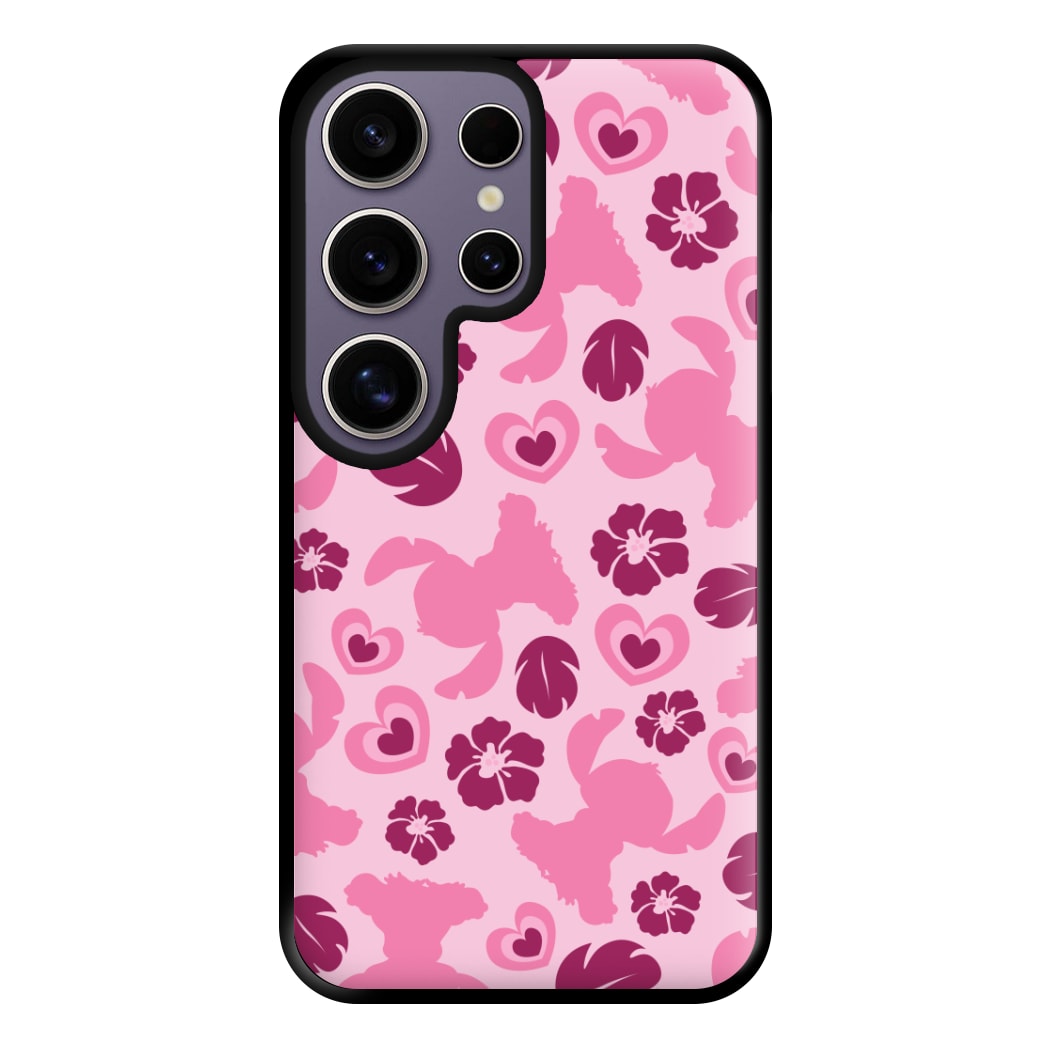 Pink Alien Silhouette Pattern Phone Case for Galaxy S25 Ultra