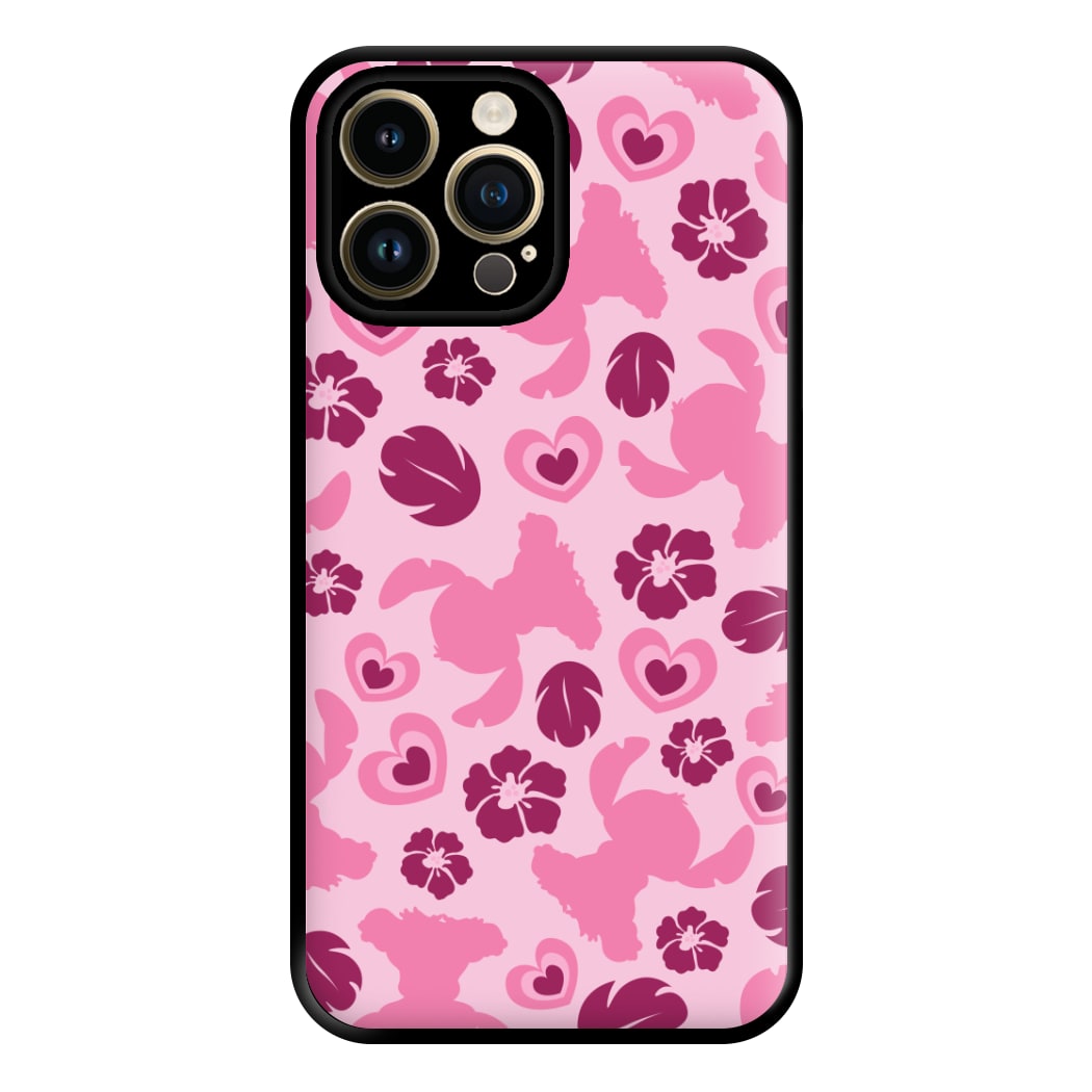 Pink Alien Silhouette Pattern Phone Case for iPhone 14 Pro Max